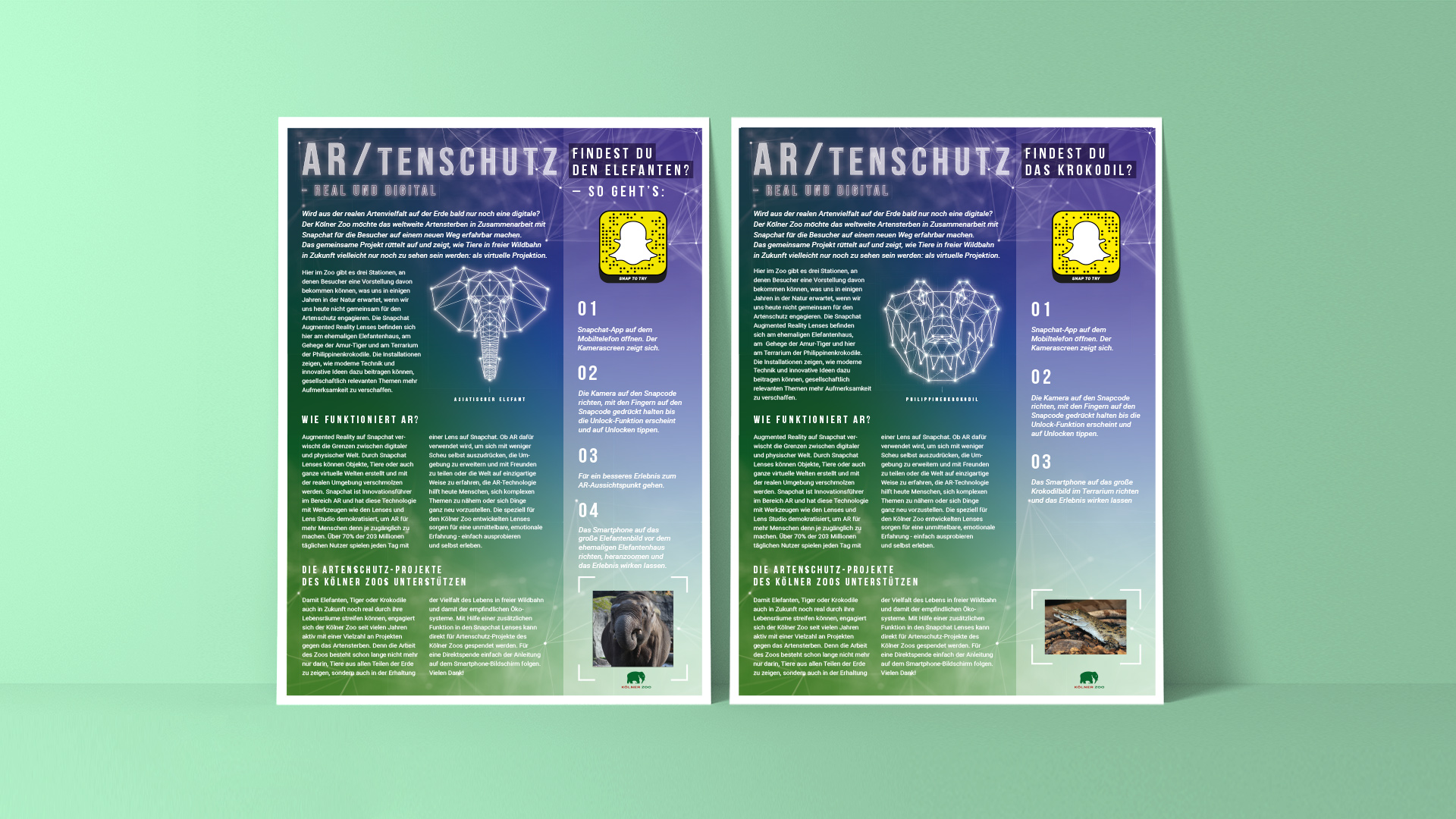 AR/TENSCHUTZ Poster Koelner Zoo Krokodil und Elefant